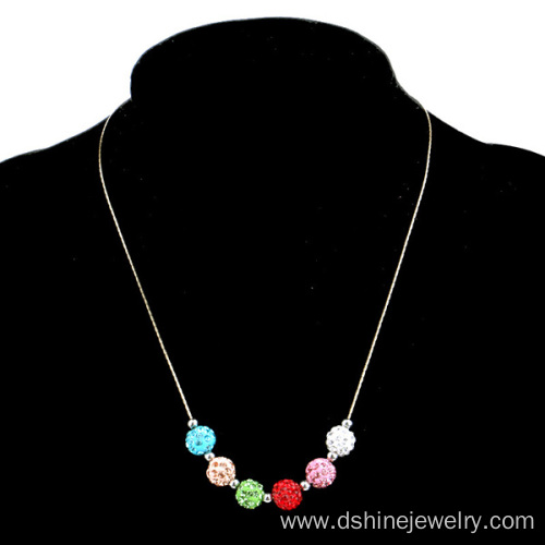 Multi Color Clay Shamballa Choker Beads Chain Necklace